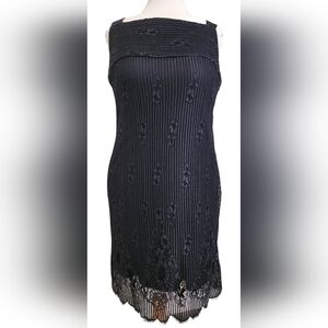 Steve Madden Black Lace Overlay Sleeveless Bodycon Dress Women's 14